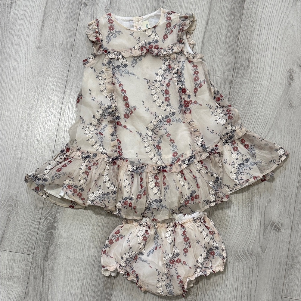 Fendi Cream and Pink Floral Diaper Cover Set